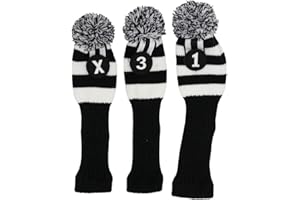 HISTAR Juego de 3 fundas híbridas para cabeza de palo de golf, con pompones, de bandera estadounidense, para palos de golf, cubierta de conductor, cubierta de madera para Taylormade, Callaway y más