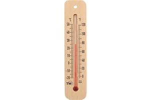 THERMOMETER WORLD Traditional Wooden Room Thermometer to Measure Room Temperature - Can be Used Indoor or Outdoor and is Ideal for Home, Office, Garden, Greenhouse or Garage