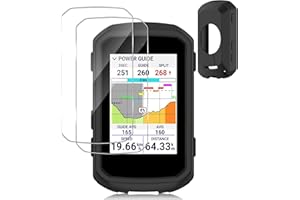 Haofun Silicone Cover per Garmin Edge 550/850, con 9H HD Ultra Vetro Temperato Pellicola Protettiva*2 + Nero Silicone Protettiva Custodia*1