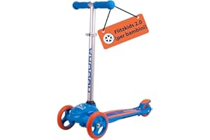 HUDORA Monopattino Flitzkids 2.0 I Monopattino per bambini stabile con pedana grande I Monopattino mini a tre ruote regolabile e trasportabile, peso fino a 50kg I In alluminio per bambini