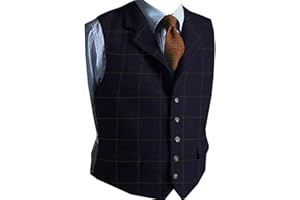 Solovedress Gilet da Abito da Uomo Elegante Scozzese Tweed Panciotto Slim Fit per il matrimonio