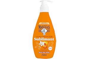 Le Petit Marseillais - Lait Soin Hydratant Nacré Sublimant (Flacon-Pompe de 250 Ml) – Lait Corps pour Peaux Très Sèches Confort 24H – Lait Corporel à l'Huile d'Abricot, Lys Blanc et Nacres