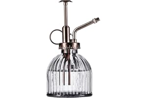 Eidoct Flacon pulvérisateur en verre gris de 16,5 cm avec pompe supérieure en bronze - Petit arrosoir, pulvérisateur pour petites plantes (gris + bronze A)