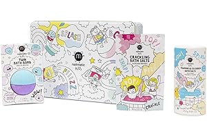 Nailmatic Kids Bath Box Bubble Coffret Bain Enfant - Boule de Bain Colorante Bleue et Violette + 1 Sels de Bain Moussants Bleu + 1 Sels de bain crépitants Rose - Cadeau Enfant - Cadeau Fille Garçon