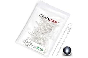 CHANZON 100 pcs 3mm Blanc LED Diode Lumières (Clair Rond Transparent DC 3V 20mA) Lumineux Ampoule Lampes Composants Électroniques Indicateur Diodes Émettrices De Lumière 3millimètre