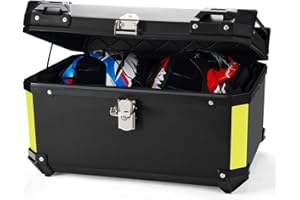 MOCOERL-Valise Moto Top Case Noir Grande capacité 60L - Top Case Plastique ABS étanche Porte-Bagages Valise Moto Box - Support de Montage Universel