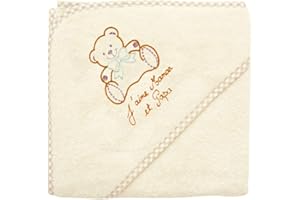 NISSANOU NOSBEBES ® Serviette Cap Sortie de bain bébé idée cadeau naissance bébé maternité ou idée annonce de grossesse (BEIGE-JPM)