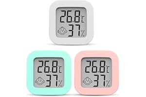 DERSHARA 3 Piezas Mini Termómetro Higrómetro Digital Termohigrómetro de Interior Medidor de Temperatura y Humedad para interiores, monitor para el hogar, oficina, dormitorio, almacén, bodega (Colorido)