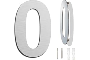 YWONOBY Edelstahl Hausnummer - Wetterfest und Pflegeleicht - Metallic Mattes Silber Finish - Moderner Schwebender Aussehen und Einfache Installation - Höhe 152 mm - Arial Ziffer 0