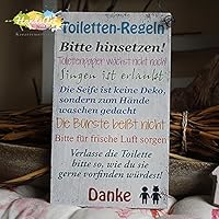 Shabby Style Holzschild - Toiletten-Regeln -