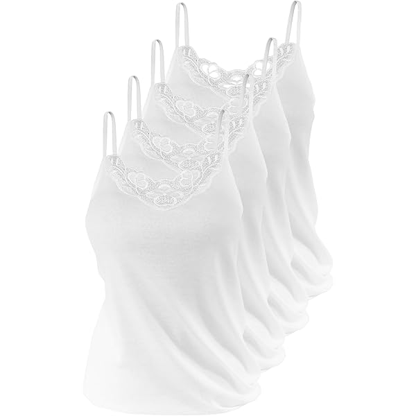 Set van 2 onderhemden voor dames, spaghetti top met of zonder kant, zwart of wit, met elastische bandjes van 100% gekamd katoen, zwart/2 stuks., 48-50 Set van 2 onderhemden voor dames, spaghetti top met of zonder kant, zwart of wit, met elastische bandjes van 100% gekamd katoen, zwart/2 stuks., 48-50