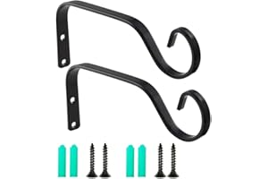 HH-LIFE 2 Stücke Schwarz Metall-Wandhaken Pflanzenhalterung Eisen Wandhaken Blumenampel Wandhalter Haken 18 cm zum Aufhängen von Pflanzer Vogelhäuschen Laterne Windspiele Wandleuchter