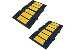 PARKING FACIL - Banda Reductora de Velocidad Vial de Caucho - Badenes para Garajes, Aparcamientos, Carreteras, Almacenes, etc. - Tamaño: 5x90x50 cm - Incluye tornillería - 2 Unidades