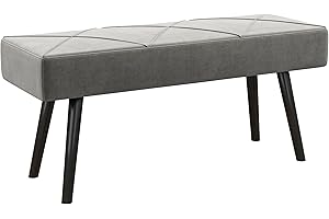 HOMCOM End of Bed Bench with X-Shape Design and Steel Legs, Upholstered Hallway Bench for Bedroom, Grey