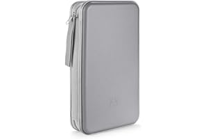 LIOVODE Etui na DVD, 96 pojemności, etui na płyty CD, organizer do przechowywania, twardy plastikowy portfel ochronny do samochodu (pojemność 96, szary)