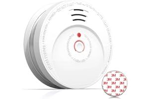 Andyssey Détecteur de Fumée Pile remplaçable, GS506 Alarme Incendie Durée de Vie 10 Ans, Capteur Optique, Conforme à la Norme européenne EN14604, Lot de 1