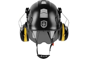 ‎GREEN DEVIL GREEN DEVIL 3-in-1 Forsthelm Schutzhelm Bauhelmdie EN397 entsprechen, Hochfeste ABS-Struktur Helm, mit Visier und Gehörschutz Ohrenschützer, stabile 6-Punkt-Befestigung