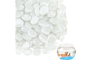 GAUBSS Glow in The Dark Pebbles 200 PCS White, Luminous White Stones for Garden Powered by Light or Solar, Mini Fish Tank Gravel Stones, Garden Pebbles for Plant Pots, Outdoor, Lawn Yard, Walkway (WHITE2)