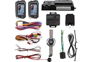 EASYGUARD EC207-M9 2 Way Car Alarm System with 1.73'' LCD Pager Display Push Start Button Remote Engine Timer Engine Start DC12V