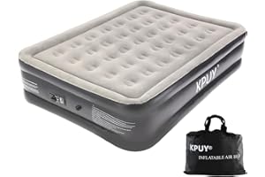 KPUY Colchón Inflable con Bomba eléctrica incorporada, Cama de Aire Doble autoinflable Plegable para huéspedes, Colchones de Aire inflables para Acampar o Uso doméstico, 200x152x48cm (Doble, Negro)