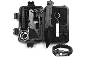 Lixada Kit de Survie d'urgence 10 en 1, Multifunctional Survival Kit de Survie et de Secours en Plein air Multi-Outils extérieur Fournitures de Premiers Soins pour Le Camping Randonnée Chasse Pêche