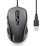 TECKNET Mouse con Filo, 3600 DPI Ottico Wired Mouse USB, 6 Pulsanti & 1.5M Cavo, Ergonomico Mouse Cablato per PC, Laptop, Por