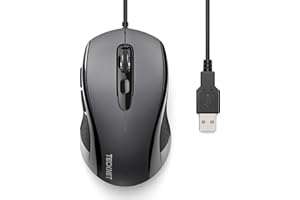 TECKNET Mouse con Filo, 6400 DPI Ottico Wired Mouse USB, 6 Pulsanti & 1.5M Cavo, Ergonomico Mouse Cablato per PC, Laptop, Portatile, Ufficio