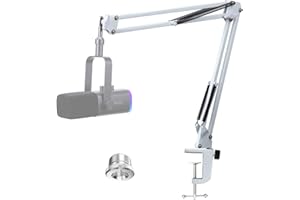 Fifine AM8 Bras Micro Blanc, Support Micro Blanc Fifine USB/XLR Studio Micro avec Adaptateur à vis de 3/8" à 5/8", Pied de Micro Pince de Perche Micro Fifine AM8 pour Gaming, Podcasting par YOUSHARES