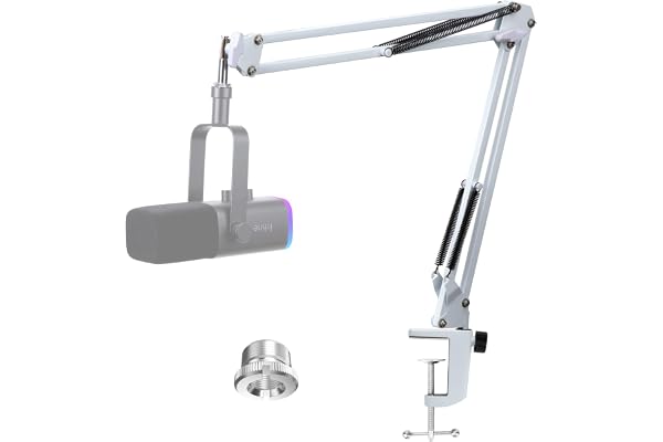 Fifine AM8 Bras Micro Blanc, Support Micro Blanc Fifine USB/XLR Studio Micro avec Adaptateur à vis de 3/8" à 5/8", Pied de Micro Pince de Perche Micro Fifine AM8 pour Gaming, Podcasting par YOUSHARES