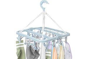 CHGANG Folding Sock Dryer with 32 Pegs, Plastic Sock Hangers with Clips, Underwear Hanger for Washing Line Accessories, Drip Airer Hanging Sock Rack for Shoe Insoles Underwear Bras Baby Clothes