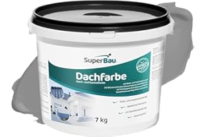 SuperBau Roof Colour Grey (7 kg Approx. 17.5 m²) Base Colour Waterproof, Facade Paint for Exterior, Roof Coating for Sheet Roof, Bitumen, Roofing Felt, Shingles, Plaster