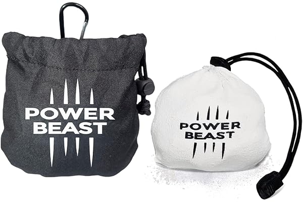 POWER BEAST Boule Chalk Rechargeable 60 GR + Chalk Sac, Chalk Ball, Chalk Bag, Sac magnésie, Magnésie en Boule, Craie de Magnésium, Cross Training, l'escalade, l'haltérophilie, PoleDance, Paddle.
