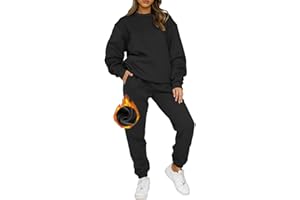 CheChury Survêtement Femme Hiver Ensemble Jogging Polaire Survêtement Chaud Femme Hiver Sportwear Fitness Pantalon de Sport Automne Sweat Suit Casual Sweatshirt Tracksuit Set Loungewear 2 Pièces