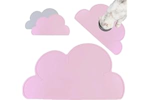 BAOWUABJ Cat Food Mat, Cat Mats for food bowls - Non-Slip Waterproof Dog Feeding Mat - Safe Silicone Placemat for Small Medium Pets, Easy Clean (Pink, 48 * 28cm)