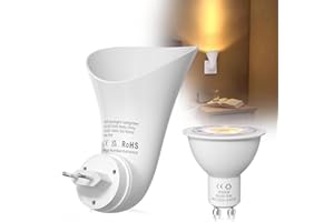 BrightArk GU10 Plugin Foco Uplighter, GU10 Led Aplique Lampada Pared con EU Enchufe para Dormitorio, Luz Cálida 3000k (LED Bombilla inclusa)