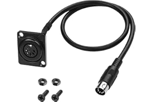MEIRIYFA MIDI DIN 5Pin Verlängerungskabel, D-Typ Panel Mount DIN 5PIN Stecker auf Buchse Audio Adapterkabel für Keyboard Synthesizer, Orgel, E-Piano, MIDI Gitarre - 53CM