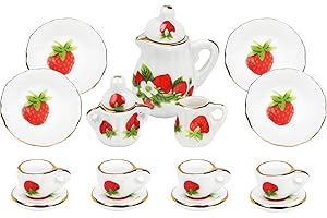 FINETOKNOW Puppenhaus Zubehör,Puppengeschirr Porzellan Puppenhaus Möbel Miniatur Möbel Miniatur Porzellan Teeservice Geschirr Miniatur Teeservice Set