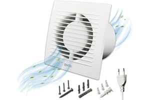 H&C VENT Ø 100mm Bad Ventilator mit Zeitschaltuhr │ Leise Badlüfter IPX4 15W 100m³/h 32dB │ Abluftventilator Für Badezimmer Küche Garage Gewächshaus Growzelt WC Fan│ Lüfter Wand Decke Fenster