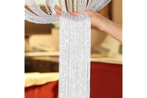 Ghopy 100x200cm Door Curtains String Drapes Fly Curtain for Doors, Windows, Patio，Stage Background Festive Decorative Panel Screen Strip Tassel Blinds Room Divider Home Party Decoration (White)