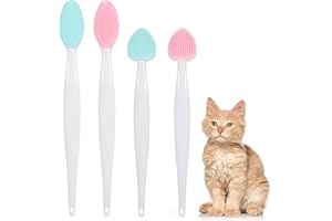 TEAAHA Lot de 4 brosses à menton pour chat - Traitement de l'acné - Brosse exfoliante double face en silicone souple - Pour l'exfoliation du menton et des points noirs