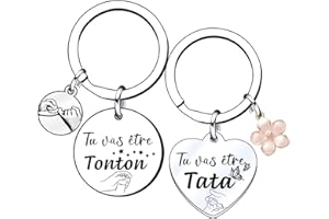 XQXQXZ 2PS Cadeaux Noël Tonton Tata Porte-clés cadeau annoncer grossesse tata et tonton Annonce Grossesse Tu Vas bientôt être Tonton Tata| Futur Oncle Futur Tonton Future Tata Annonce Naissance Tonton