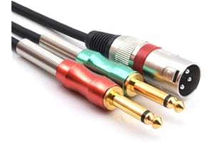 SiYear XLR Cable divisor de 3 pines macho a doble macho de 6,35 mm y 6,35 mm TS, 6,35 mm a XLR macho, cable adaptador convertidor de audio para micrófono