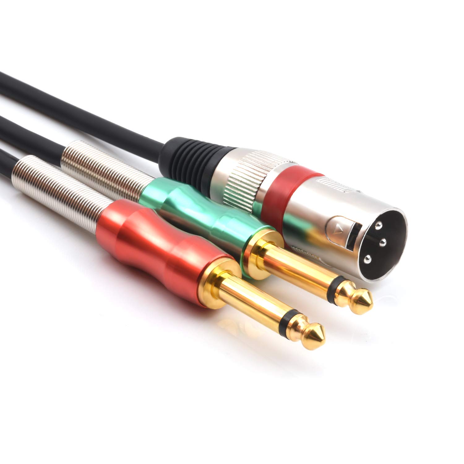 SiYear 6.6FT XLR 3 Pin Male to Double 6.35mm 1/4" TS Male Y Splitter Cable, Dual Mono Male (1/4 inch) 6.35mm to XLR Male Plug Stereo Microphone Cables(2M)