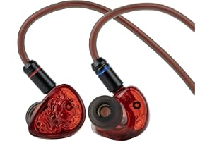 Linsoul TANGZU Wan'er S.G II Monitor i örat, HiFI trådbundna öronsnäckor, 10 mm dynamiskt drivelement PET-membran Spel IEM-hörlurar med 2-polig avtagbar(Röd lejon,3.5mm)