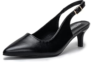 EDITCOZY Womens Court Shoes Slingback Kitten Heel Sandals Pointed Toe Heel Comfortable Dress Shoes Wedding Pumps