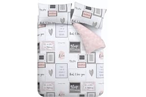 Catherine Lansfield Sleep Dreams Reversible Single Duvet Cover Set with Pillowcase Blush Pink