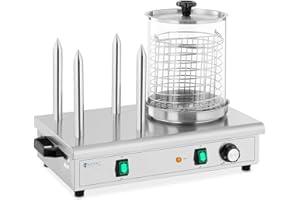 Royal Catering RCPHW 550 Machine À Hotdog Professionnelle Appareil Professionnel Chauffe-Saucisse Pain 4 Piques Plots 650 W