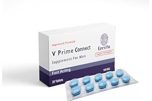 Erexon - V Prime Connect 20 Blue Pills for Men 100mg | Erection Health Support | High Performance & Strong Enhancement | Herbal Supplements for Men | Ginseng Maca