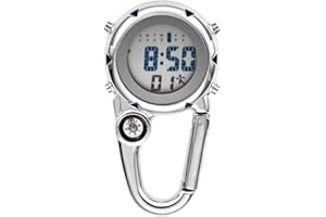 JewelryWe Orologio digitale da uomo e donna con clip mini microlight orologio zaino fibbia cintura orologio da polso per arrampicata su roccia medici infermieri chef