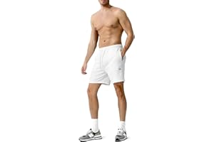 Casey Kevin Homme Shorts de Sport Coton Court Casual Bermudas Running Jogging Fitness Short avec Poches Short